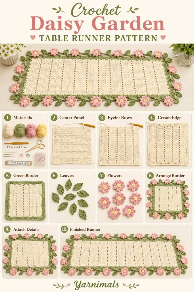 Crochet Daisy Garden Table Runner Pattern