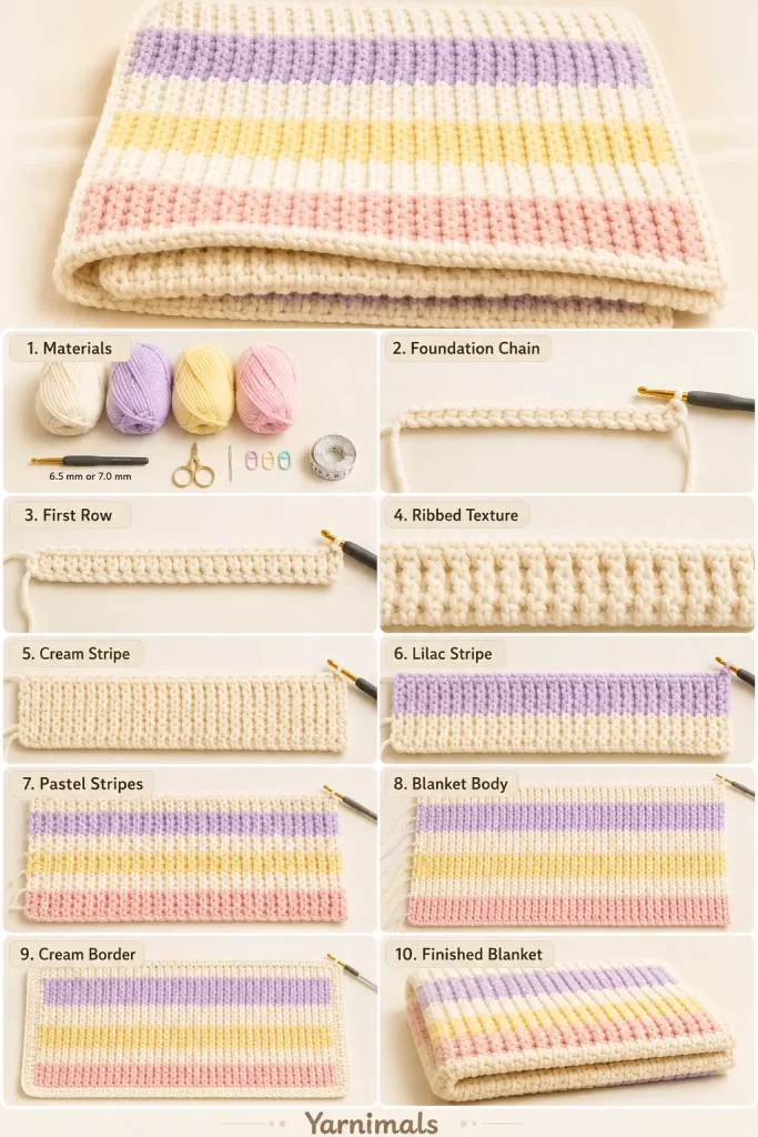 Marshmallow Stripe Blanket Free Crochet Pattern