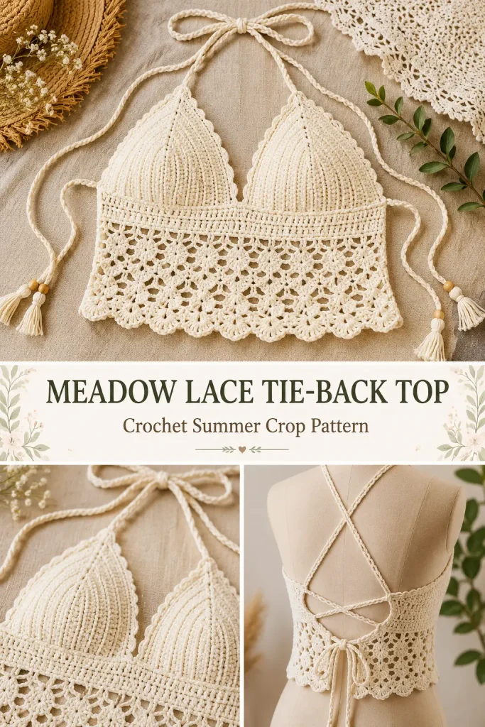 Meadow Lace Tie-Back Crochet Crop Top Pattern