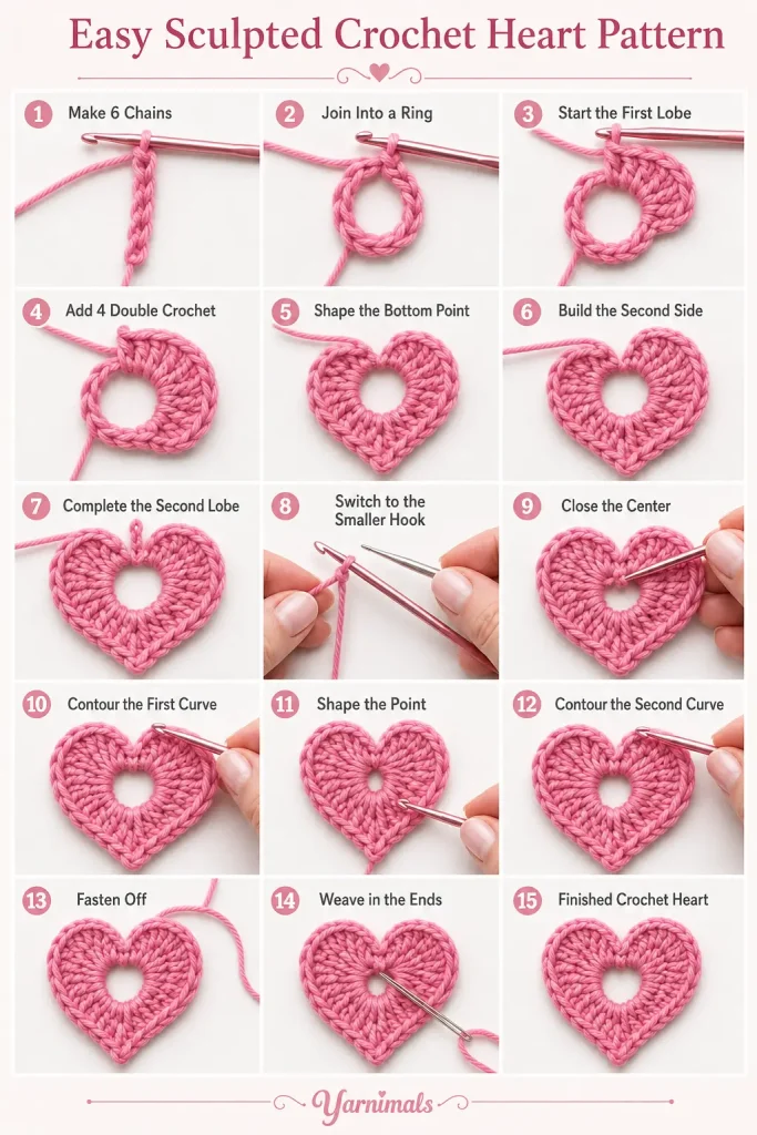 Easy Sculpted Crochet Heart Pattern