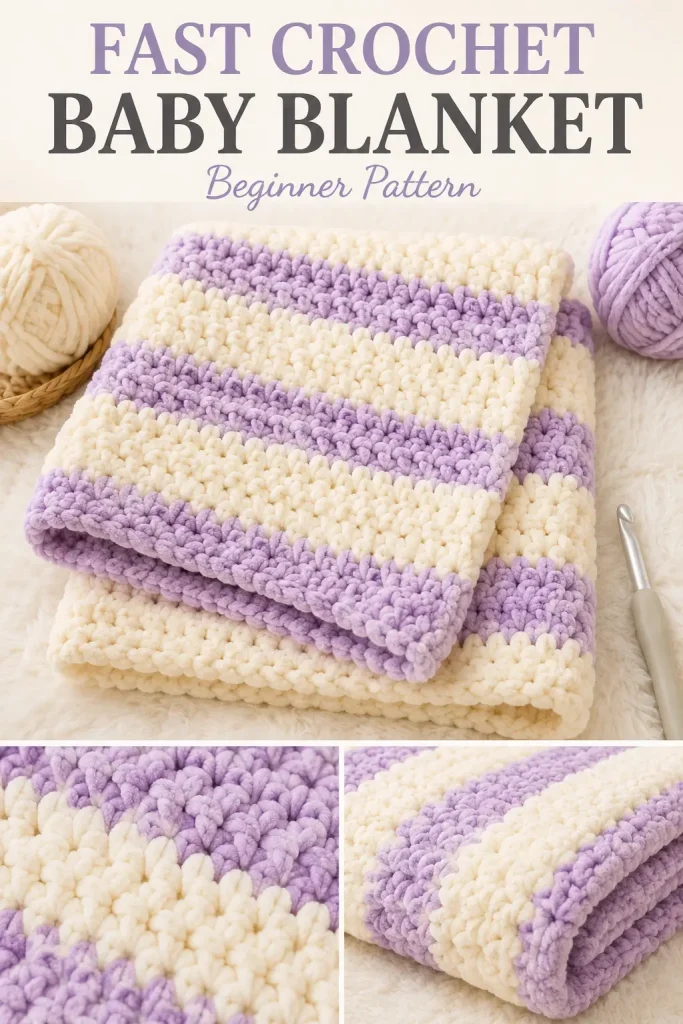 Fast and Easy Chunky Crochet Baby Blanket Pattern