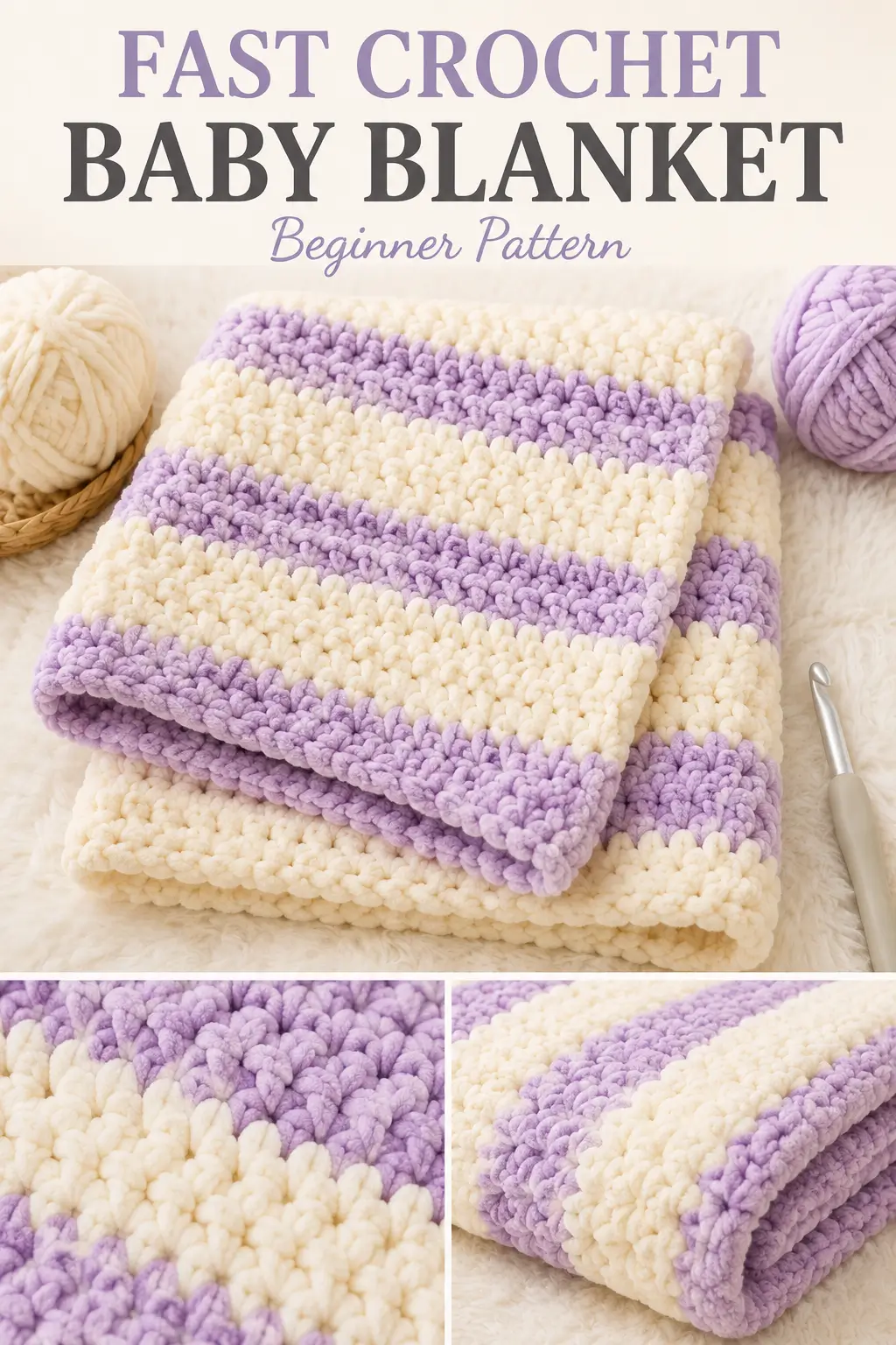 Fast and Easy Chunky Crochet Baby Blanket Pattern