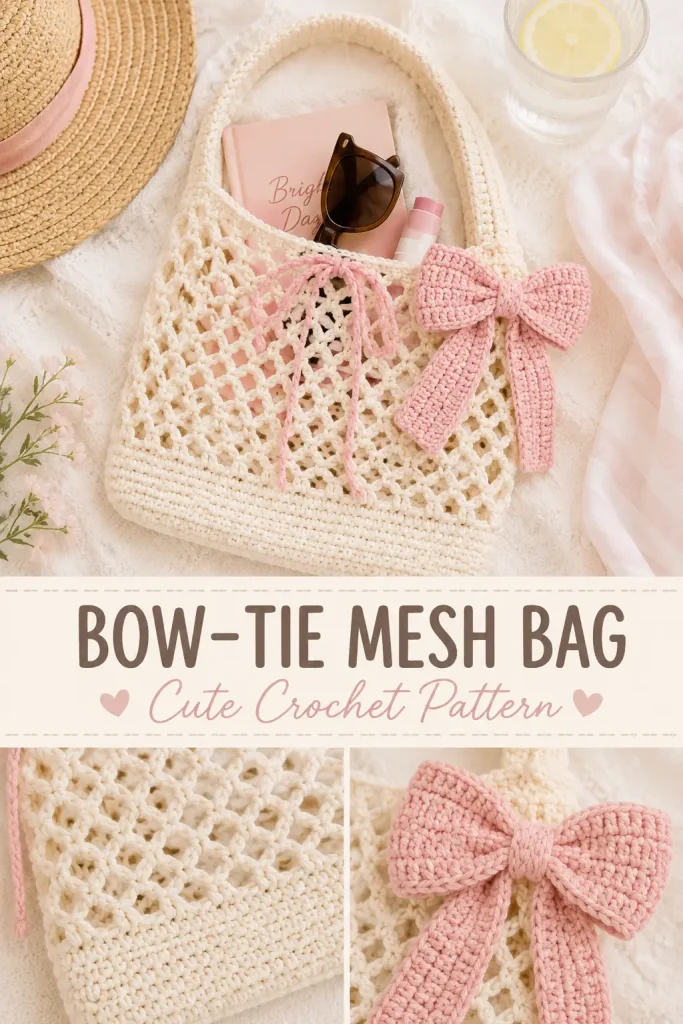 Bow-Tie Mesh Bag Free Crochet Pattern