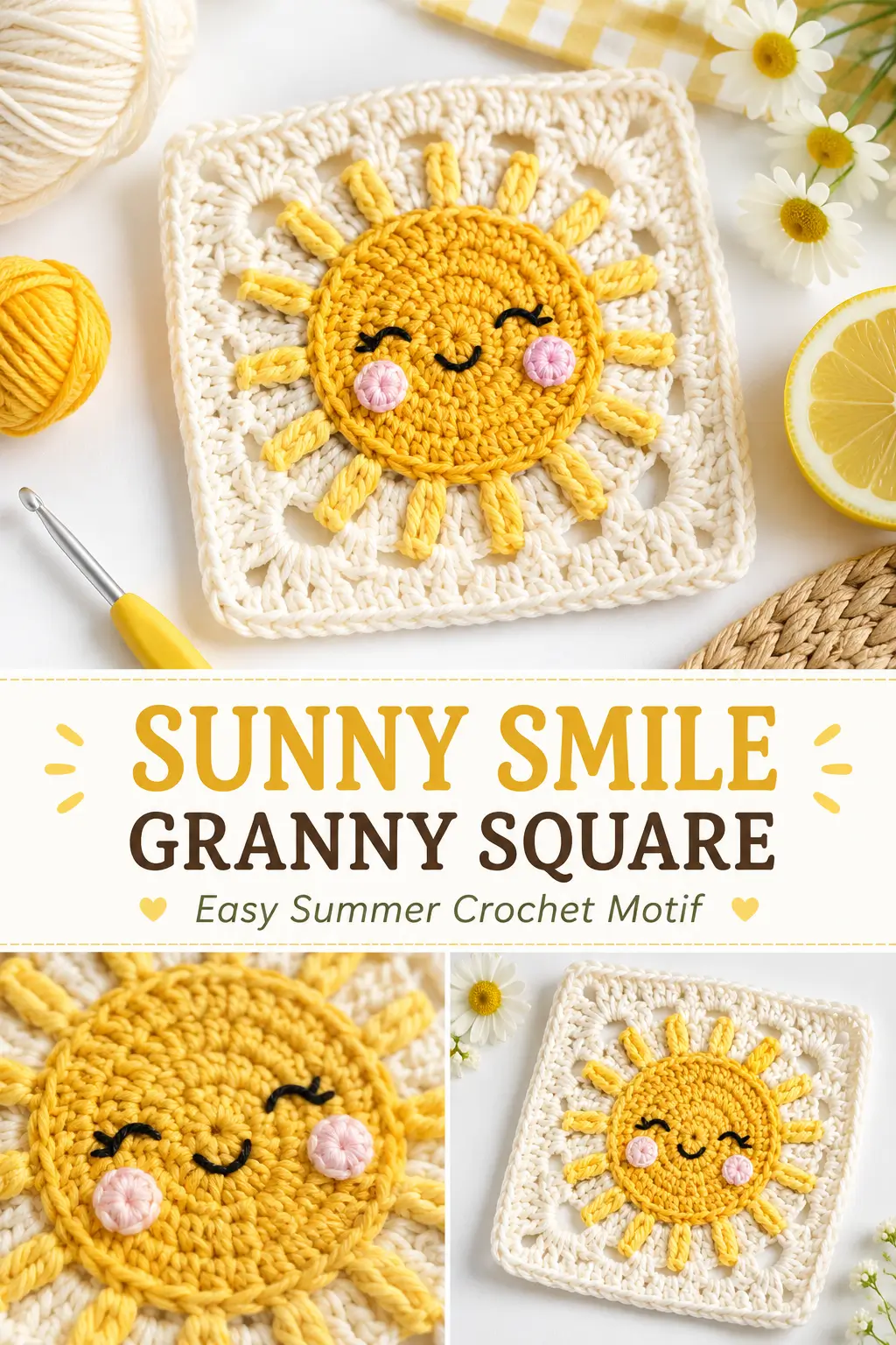 Sunny Smile Granny Square Crochet Pattern