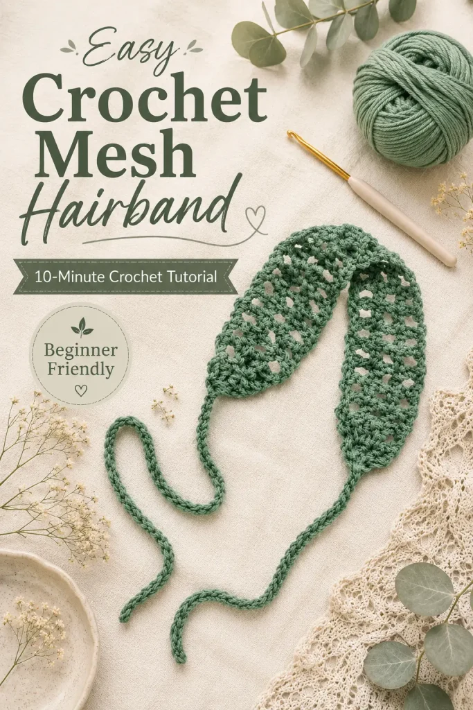 Easy Crochet Mesh Hairband Tutorial | 10-Minute Crochet Hairband Pattern