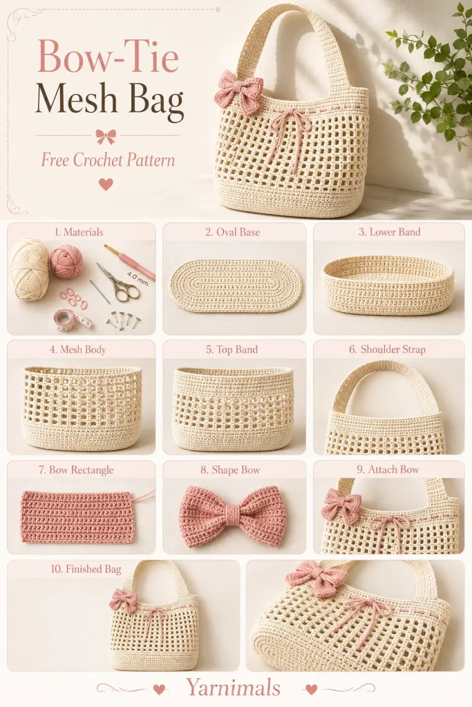 Bow-Tie Mesh Bag Free Crochet Pattern