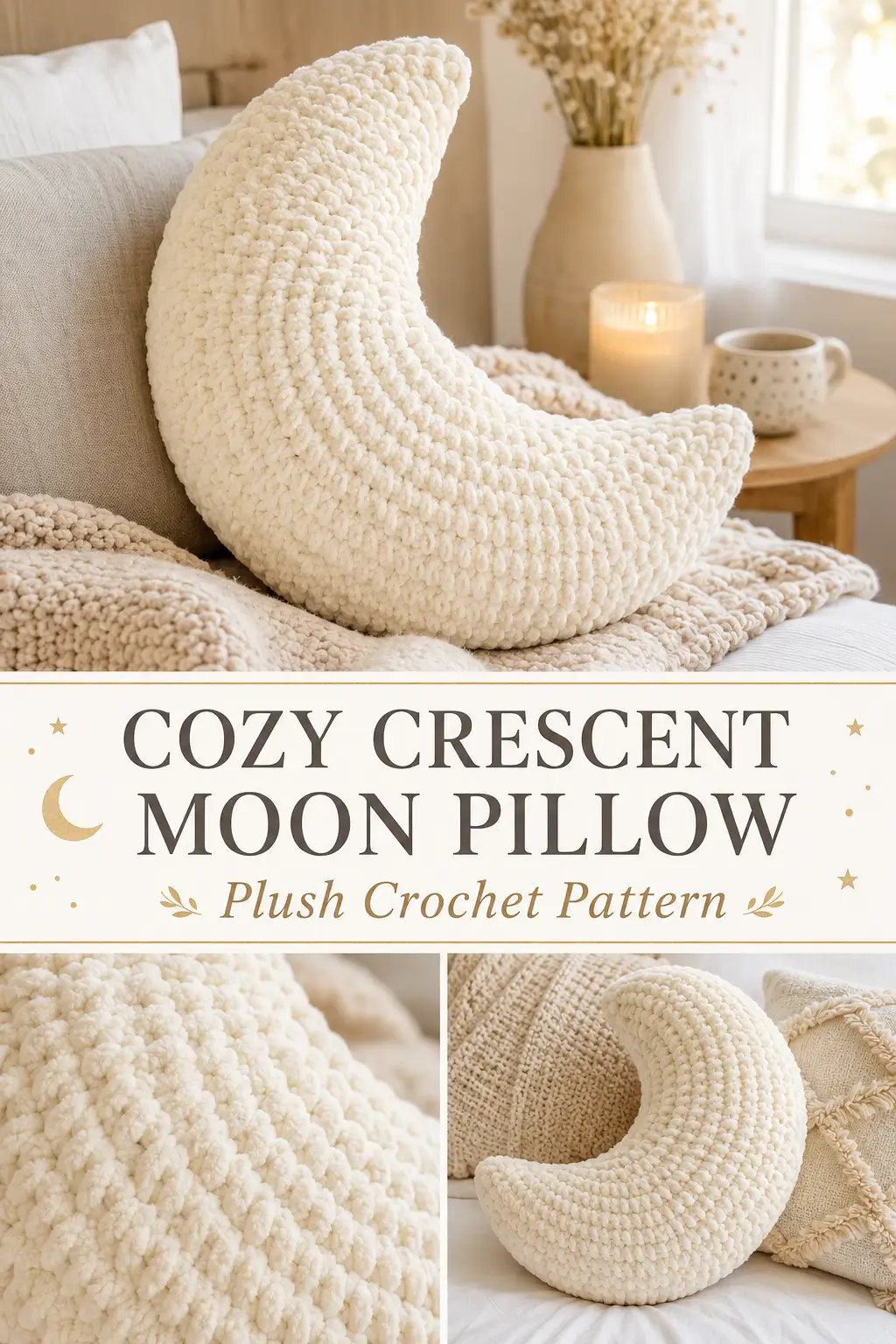 Cozy Crescent Moon Crochet Pillow Pattern
