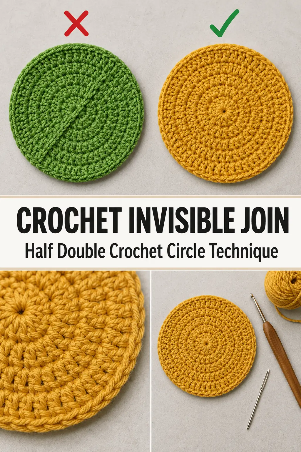 Crochet Invisible Join for Half Double Crochet Circles