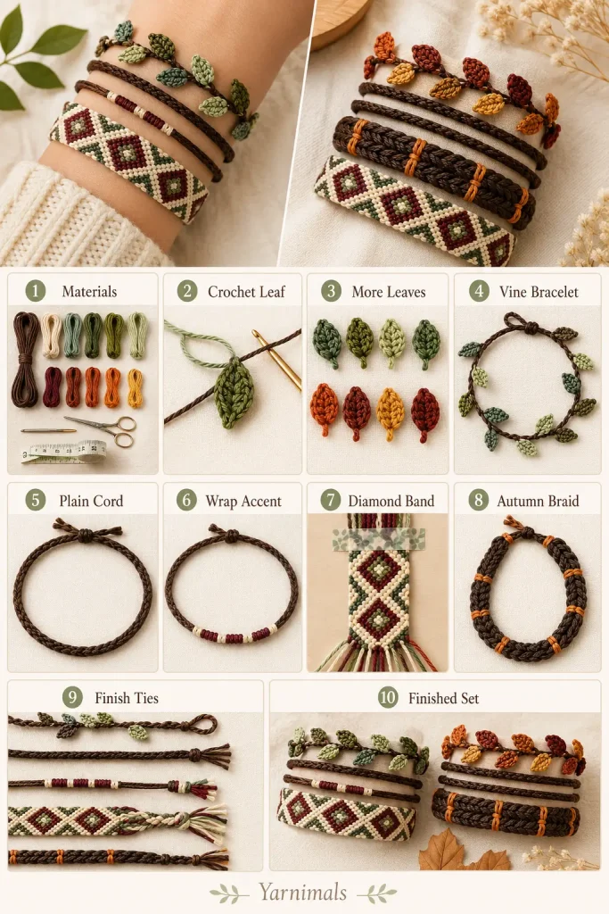 Leaf Friendship Bracelet Set Pattern