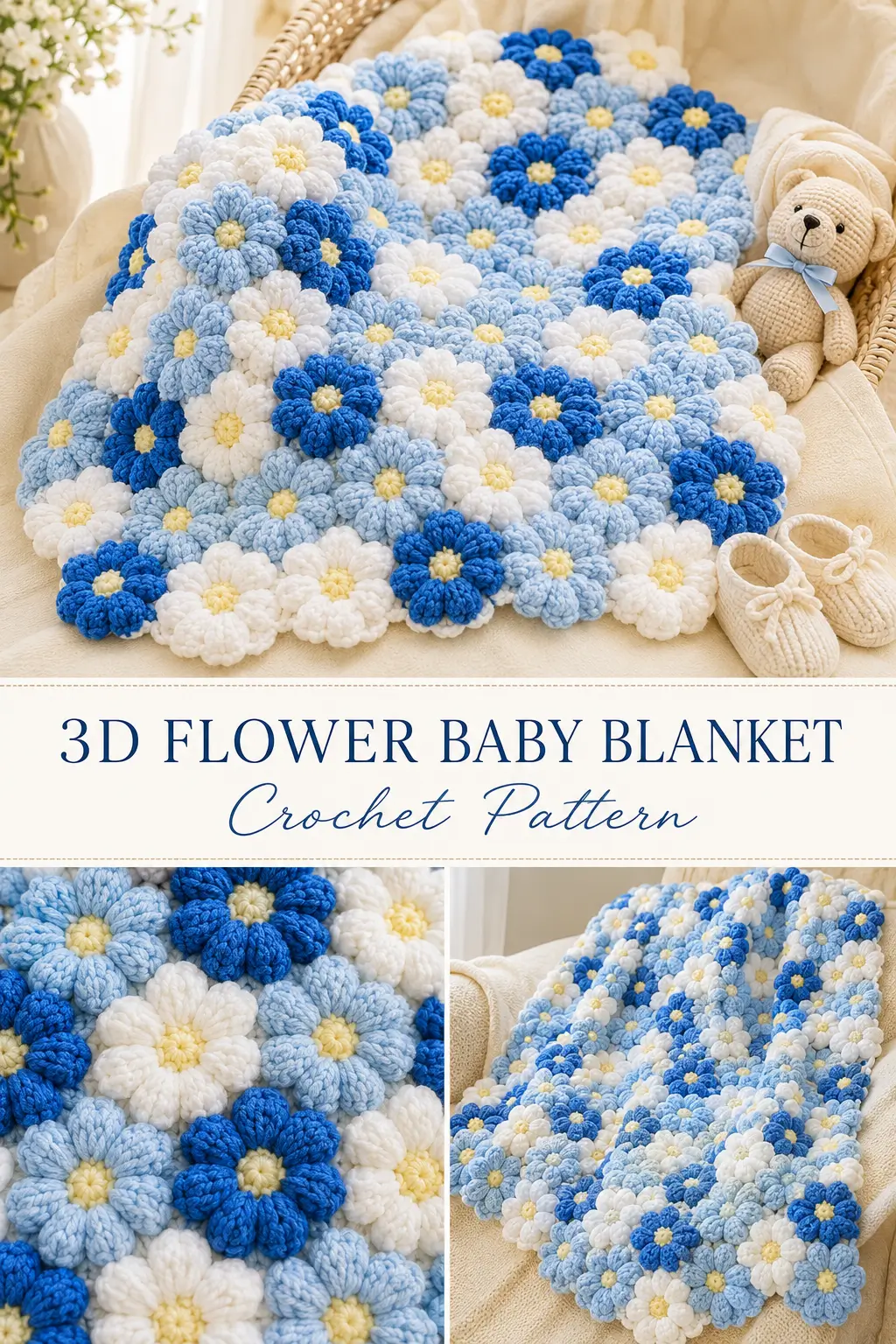 3D Flower Garden Crochet Baby Blanket Pattern
