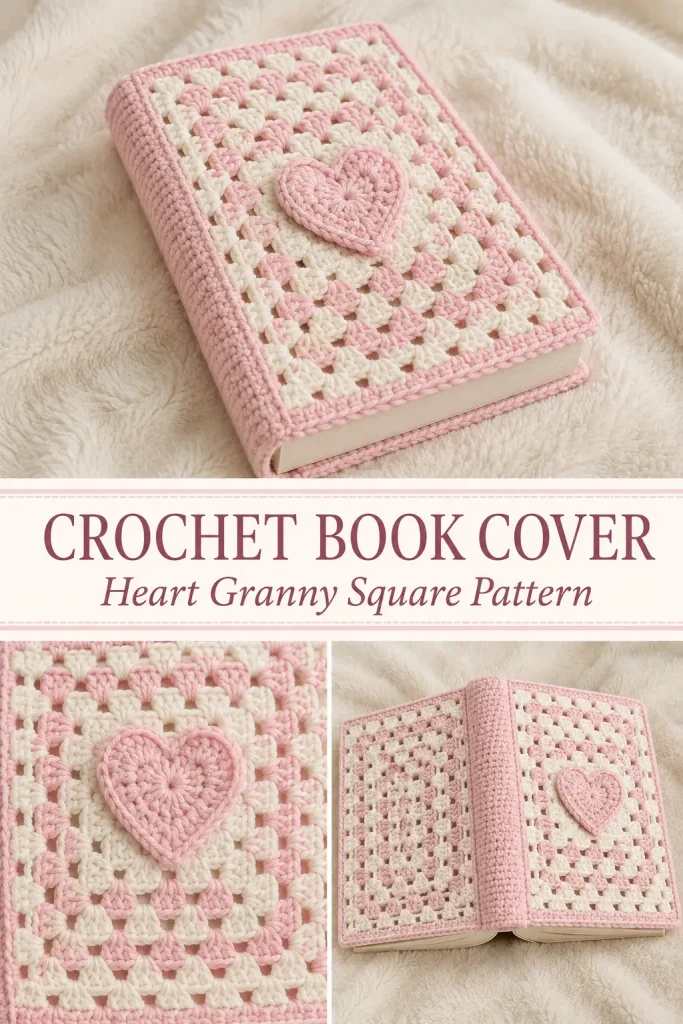 Crochet Book Cover From a Heart Granny Square