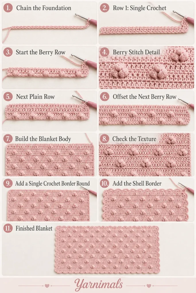Crochet Berry Blossom Baby Blanket Pattern