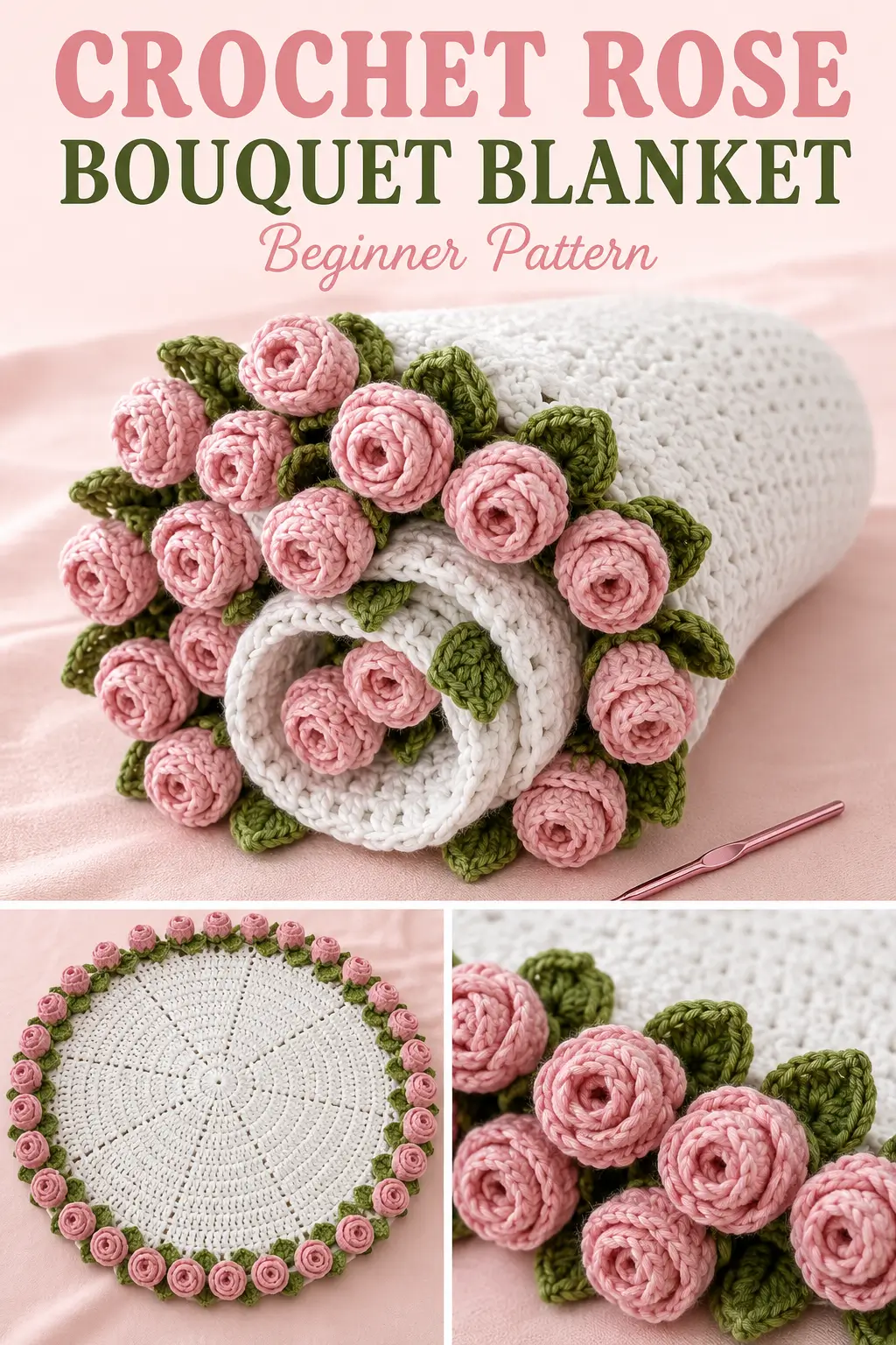 Crochet Rose Bouquet Blanket Pattern for Beginners