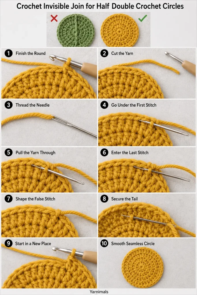 Crochet Invisible Join for Half Double Crochet Circles