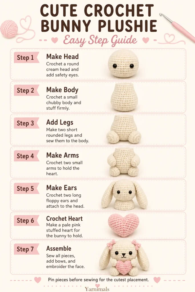 Cute Crochet Bunny Holding a Heart Amigurumi Pattern