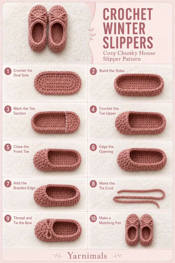 Crochet Winter Slippers Pattern