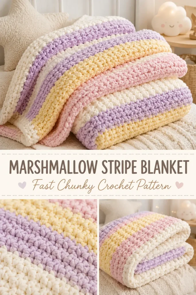 Marshmallow Stripe Blanket Free Crochet Pattern