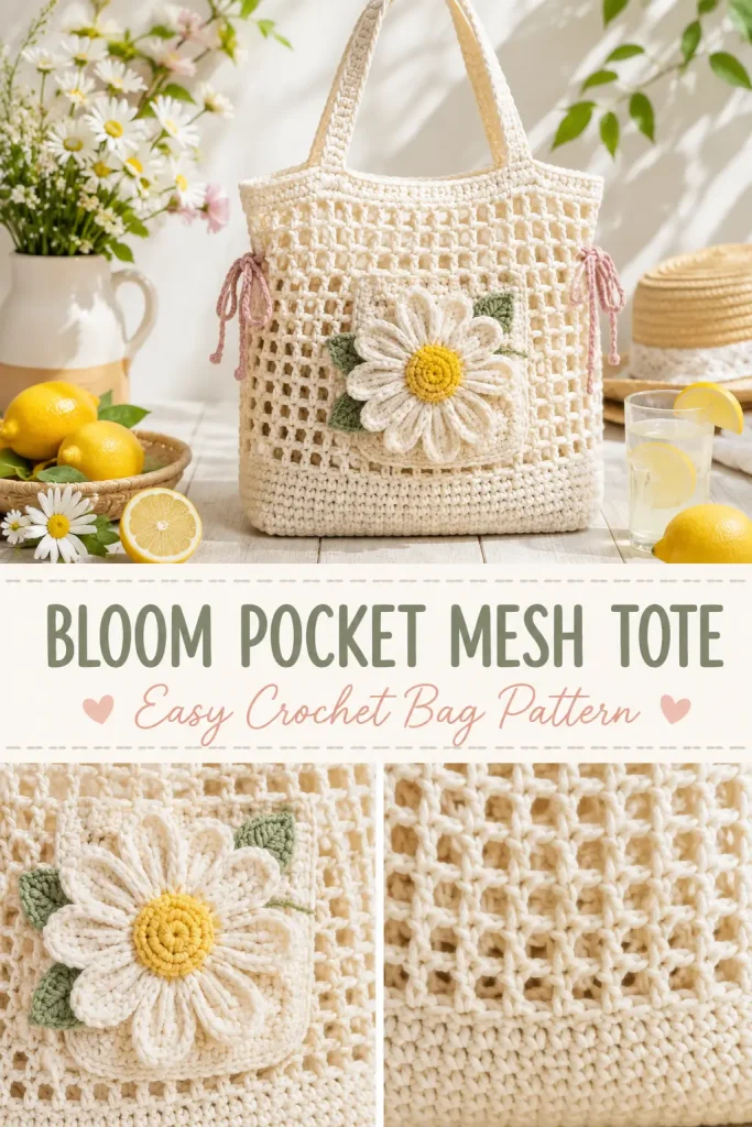 Bloom Pocket Mesh Tote Free Crochet Pattern