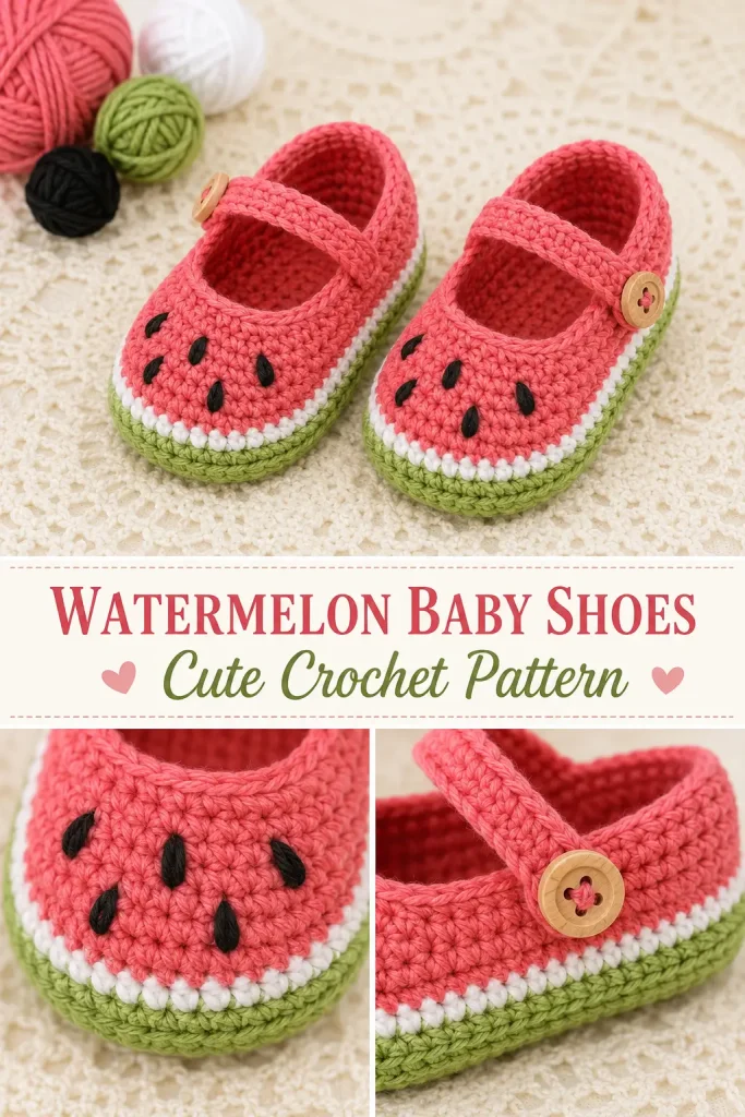 Watermelon Baby Crochet Shoes Free Pattern