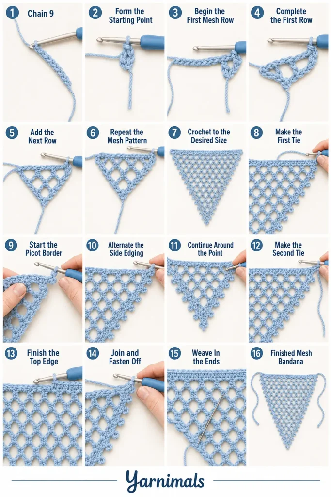 Easy Crochet Mesh Bandana for Beginners