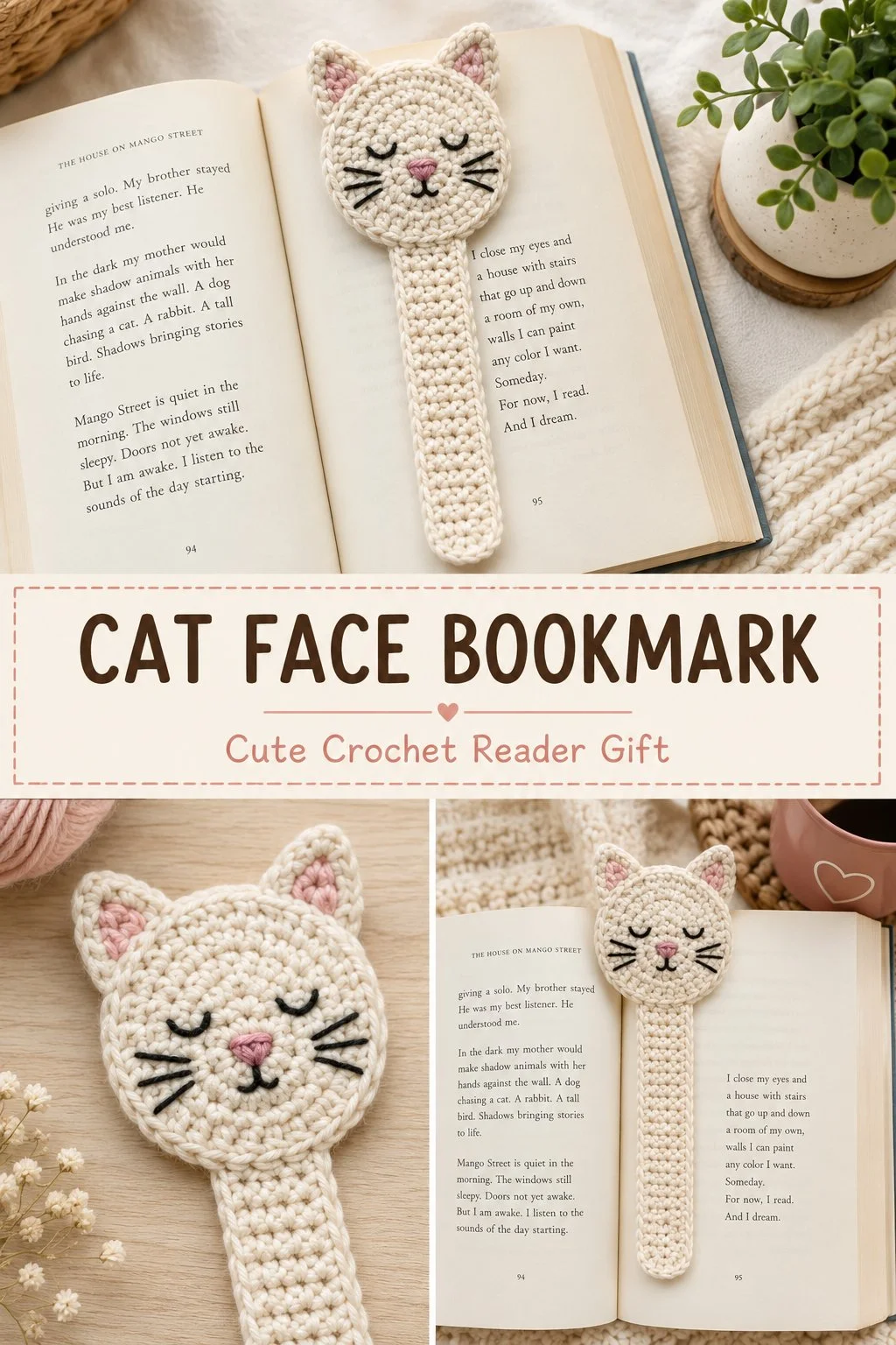 Cat Face Bookmark designed for cat lovers and book enthusiasts