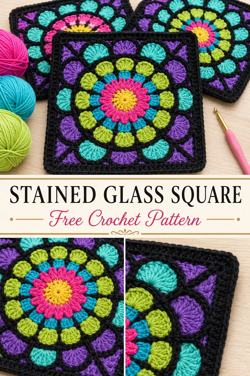 Stained Glass Crochet Square Pattern