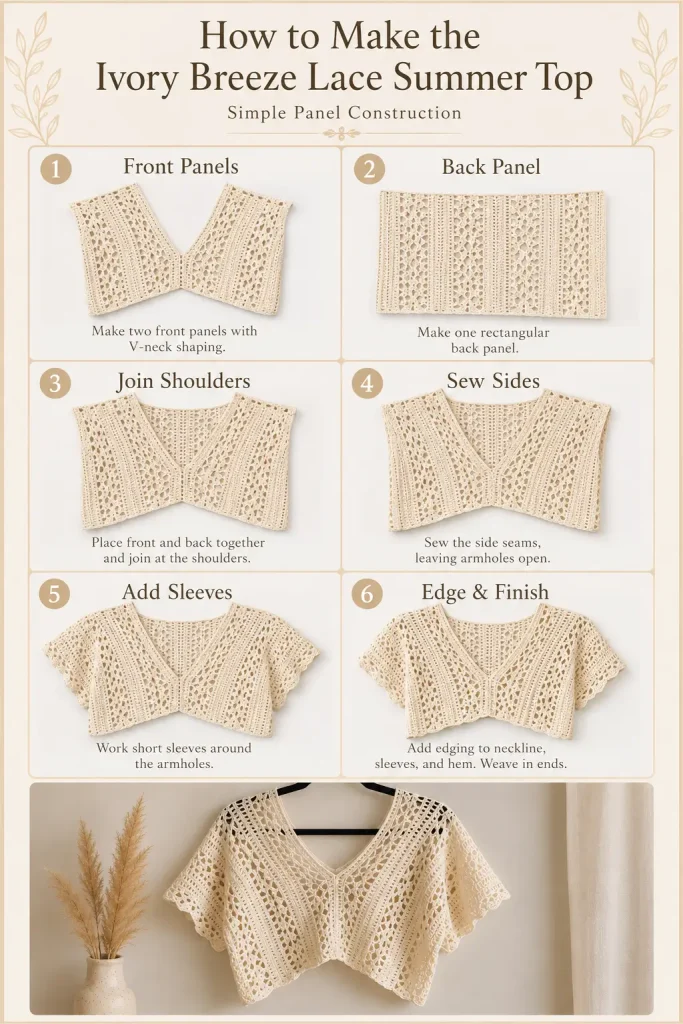 Ivory Breeze Lace Summer Top Crochet Pattern Step-by-Step Instructions