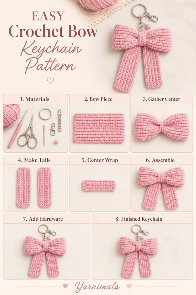 Easy Crochet Bow Keychain Pattern
