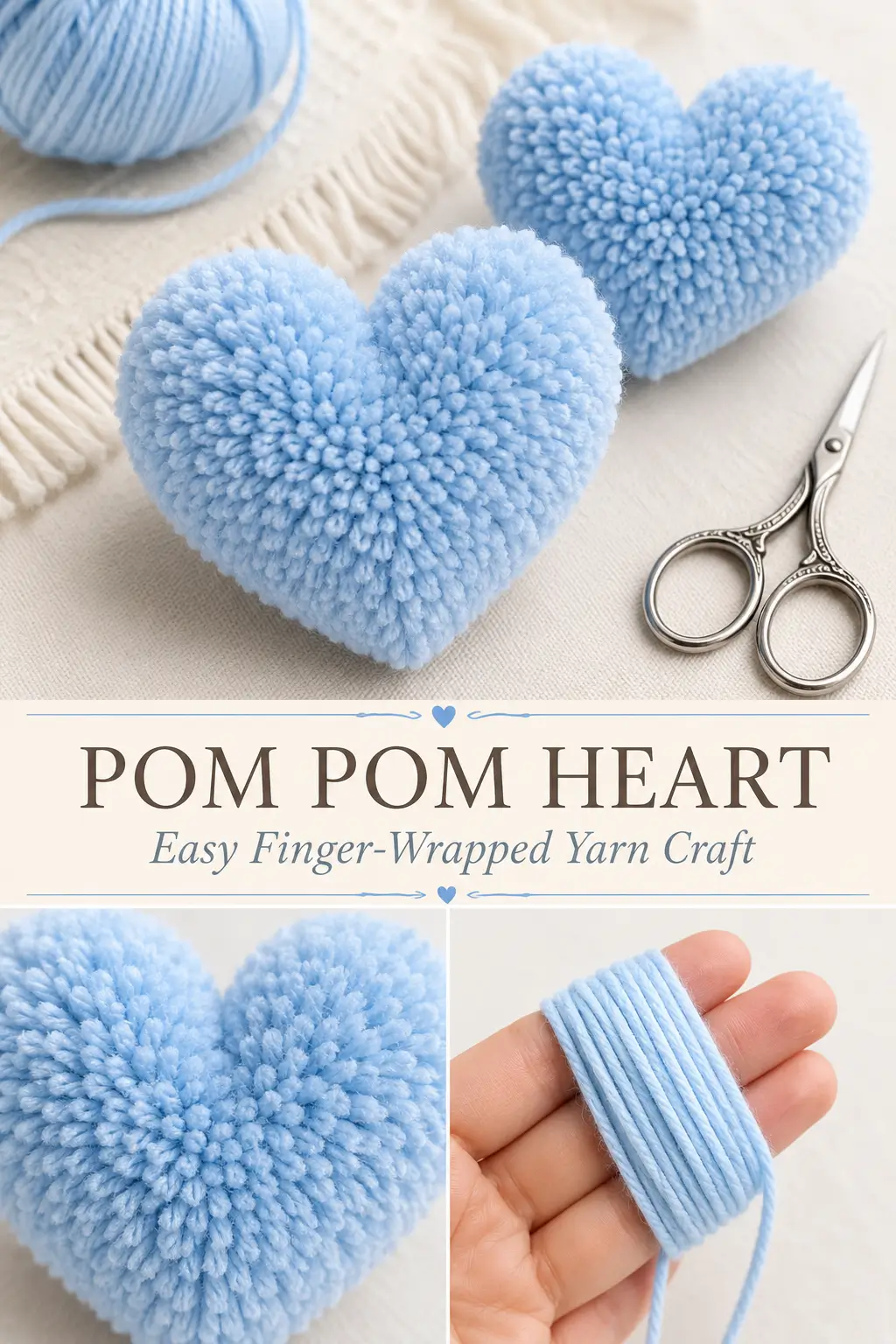 Easy Finger-Wrapped Pom Pom Heart Pattern