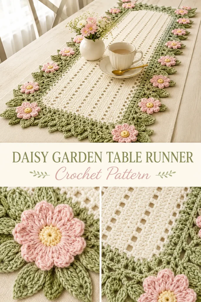 Crochet Daisy Garden Table Runner Pattern