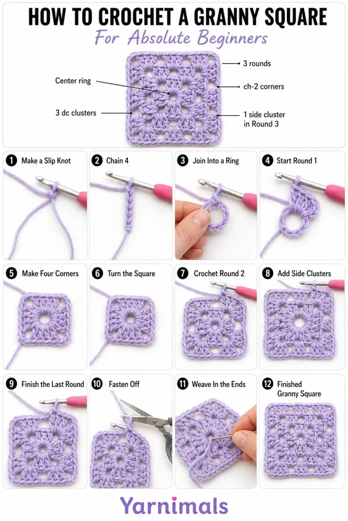 How to Crochet a Granny Square for Absolute Beginners