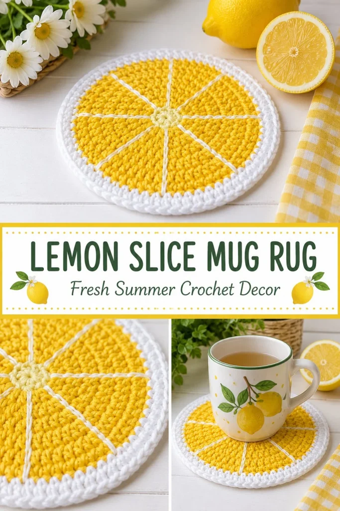 Lemon Slice Mug Rug for a cheerful coffee experience