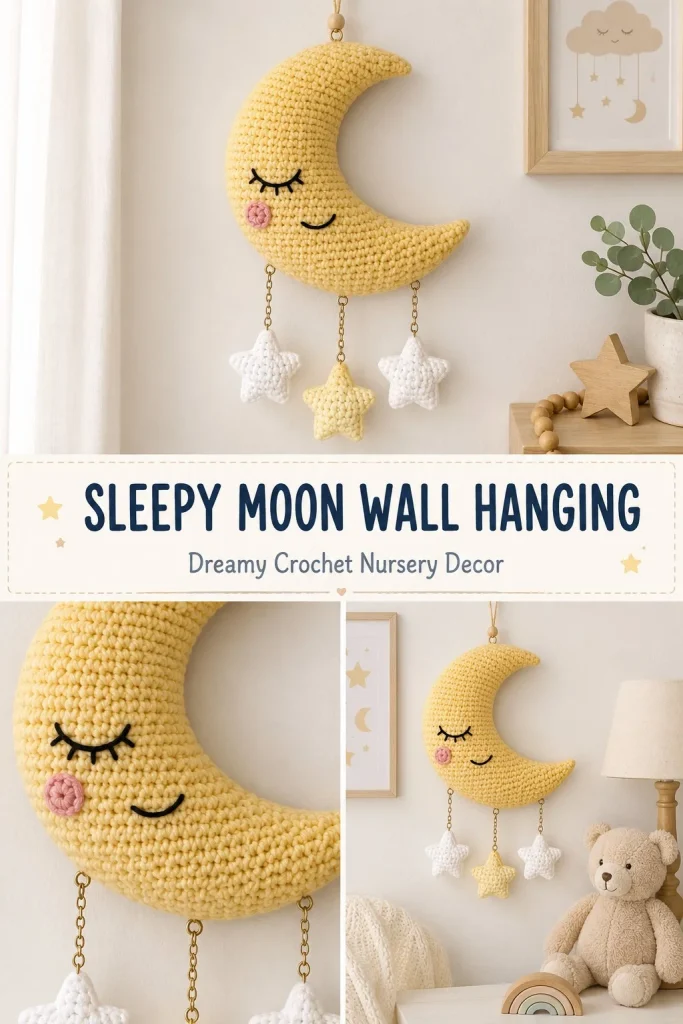 Sleepy Moon Wall Hanging, perfect decor for dreamy interiors