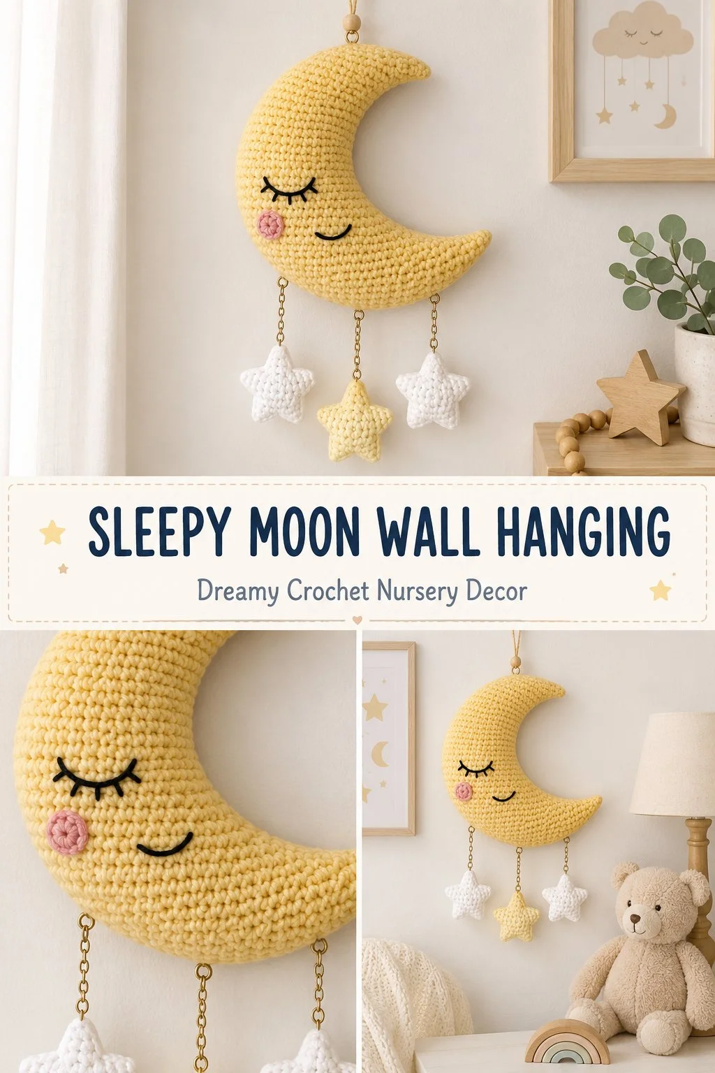 Sleepy Moon Wall Hanging, perfect decor for dreamy interiors