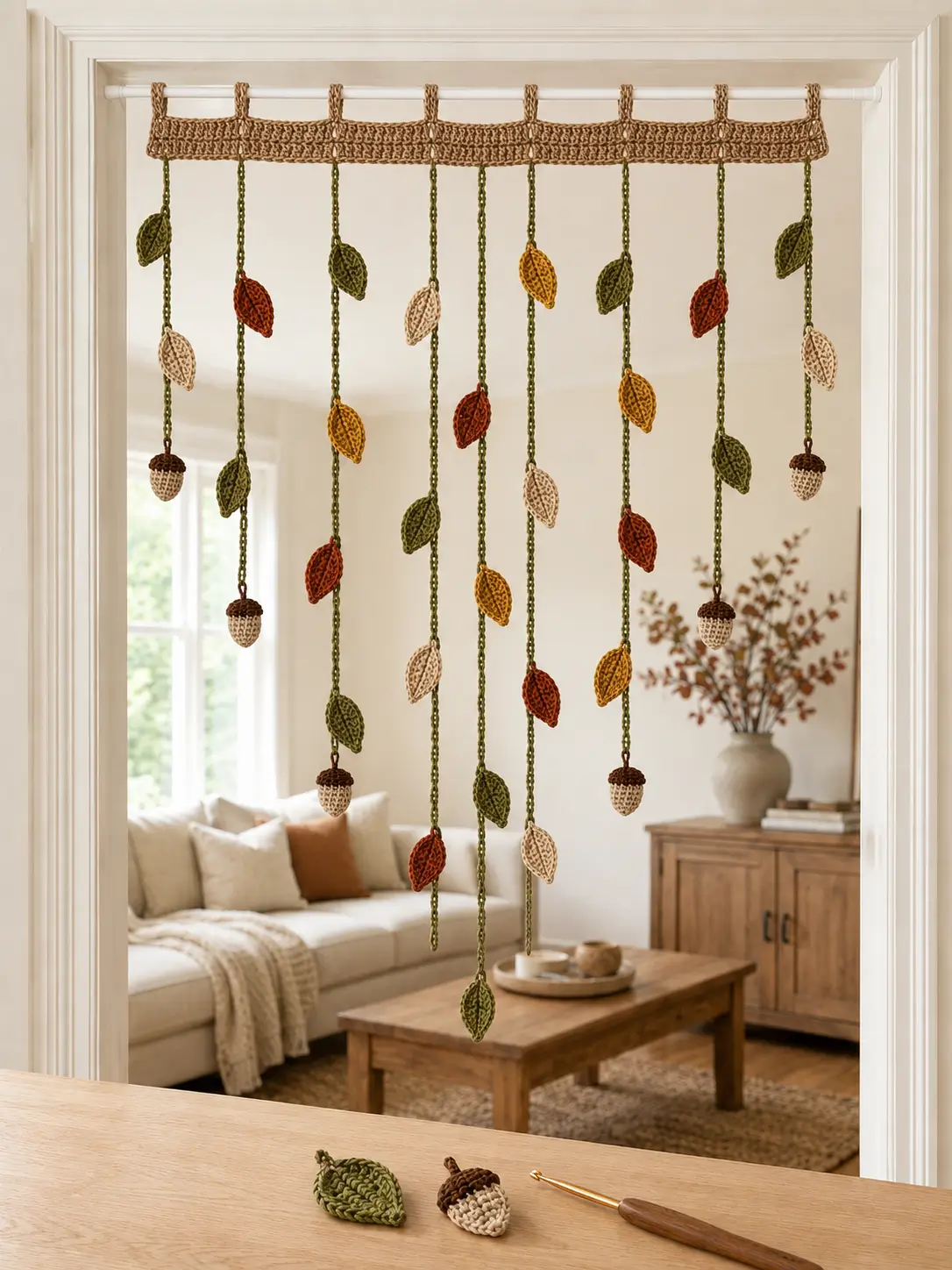 I Crocheted a Fall Leaf Garland for My Doorway