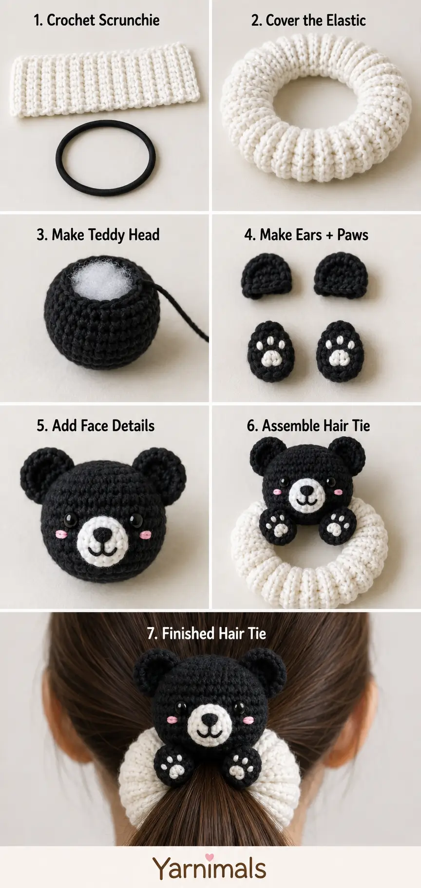 Crochet Teddy Bear Hair Tie Pattern