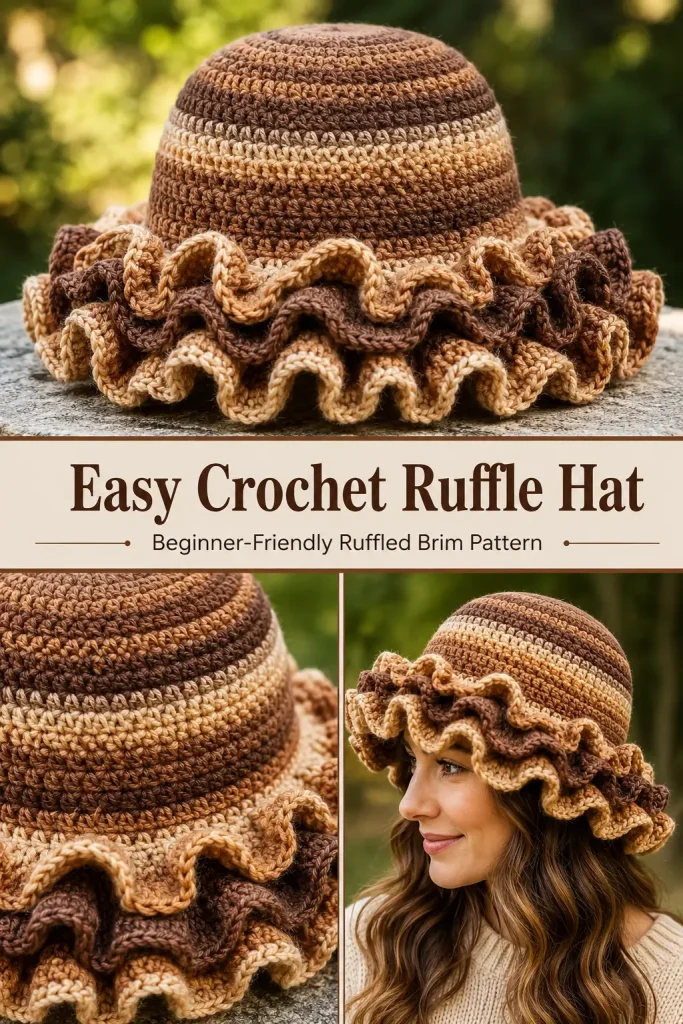 Easy Crochet Ruffle Hat Free Pattern for Beginners