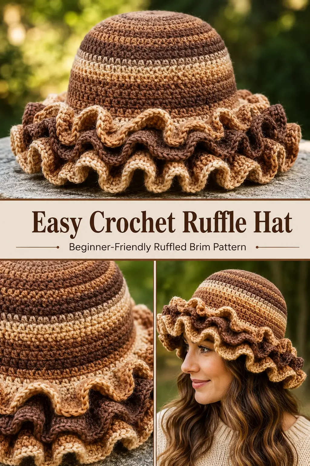 Easy Crochet Ruffle Hat Free Pattern for Beginners