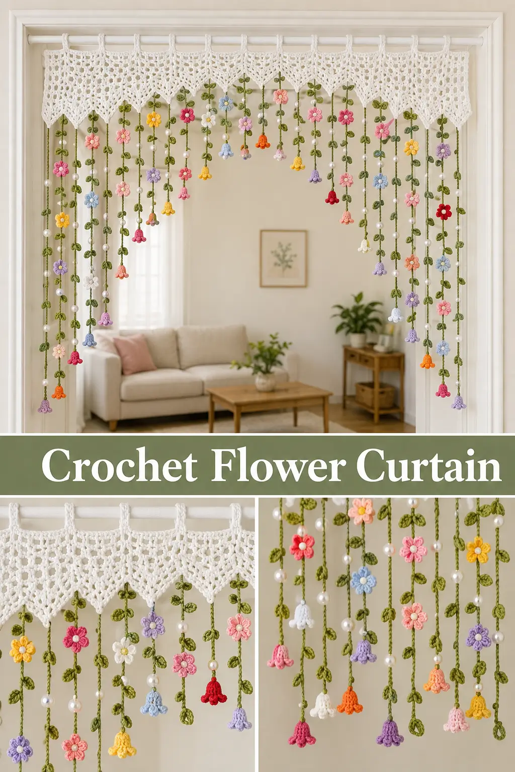 Crochet Flower Curtain Pattern – Hanging Garden Room Divider