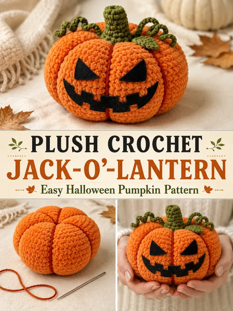 This Plush Crochet Jack-O’-Lantern Looks Spooky