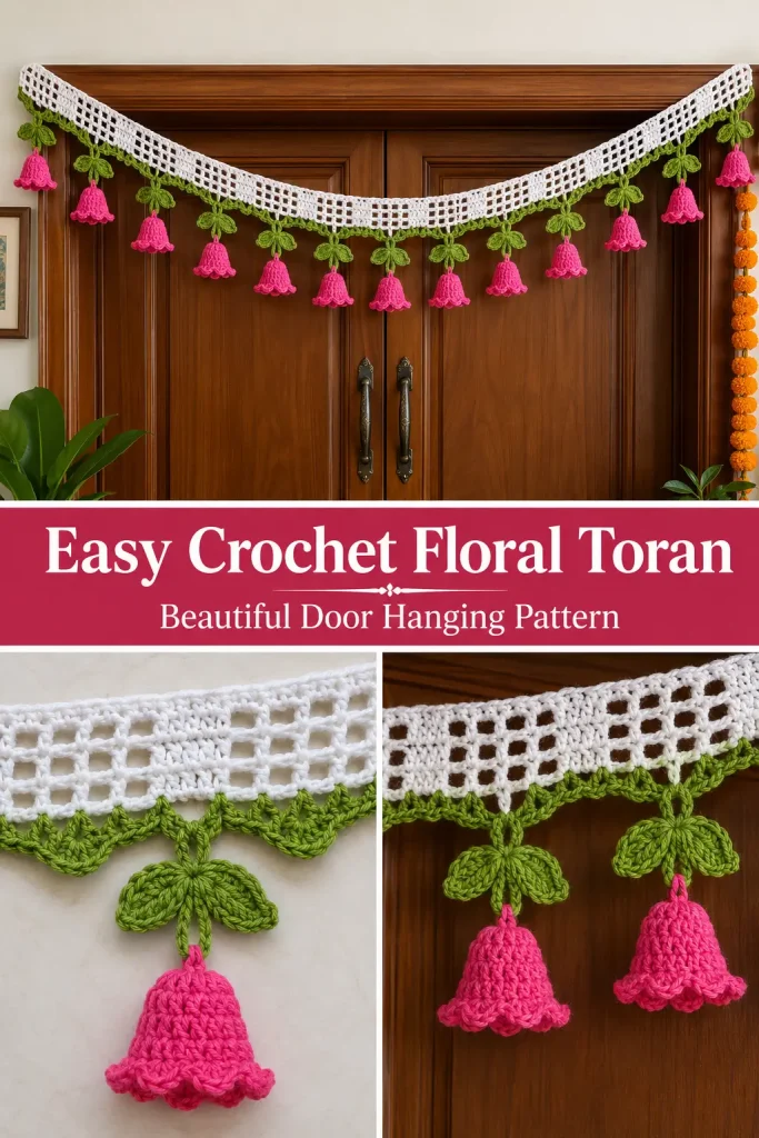 Easy Crochet Floral Toran Door Hanging Pattern