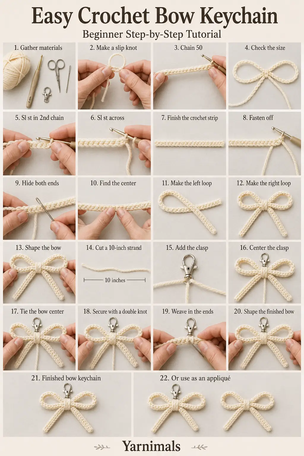 Easy Crochet Bow Keychain Free Pattern for Beginners