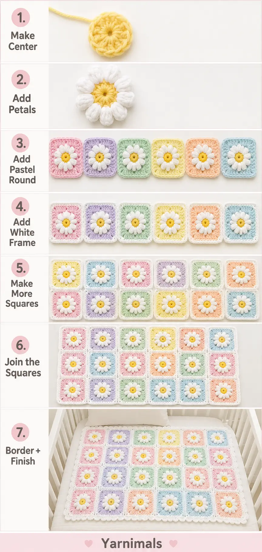 Crochet Daisy Granny Square Baby Blanket Pattern