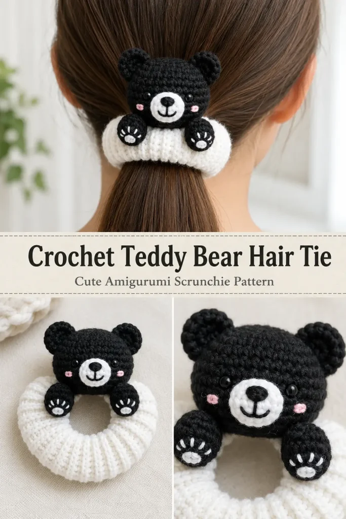 Crochet Teddy Bear Hair Tie Pattern