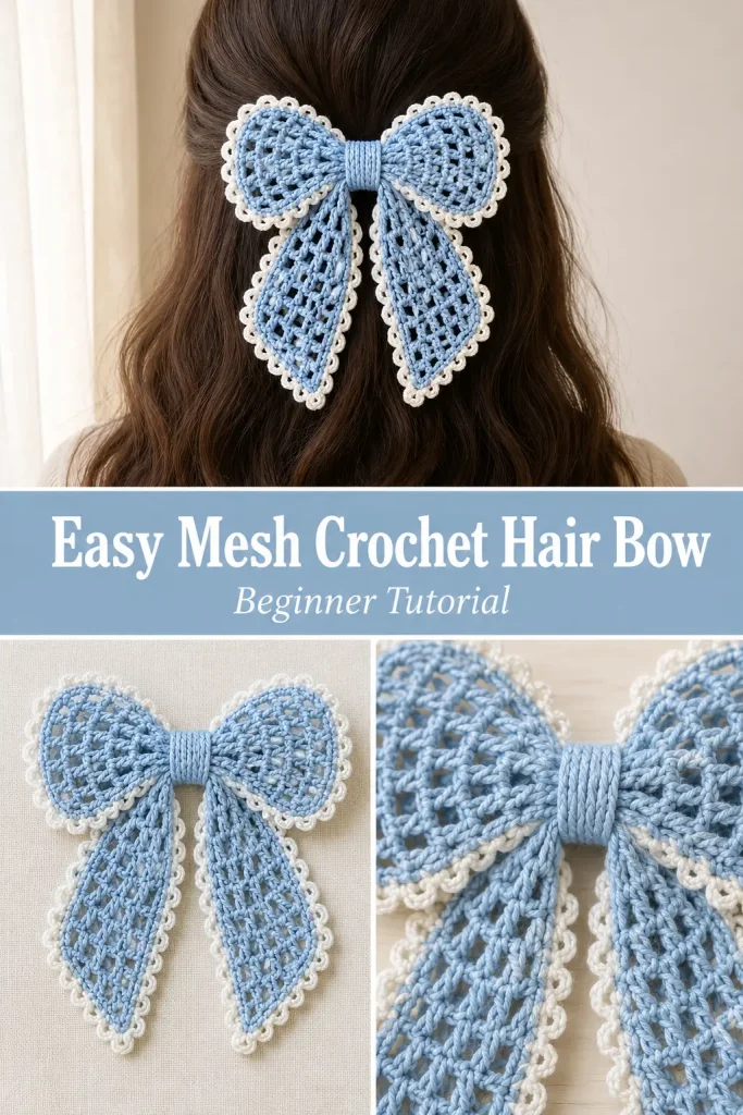 Easy Mesh Crochet Hair Bow Pattern