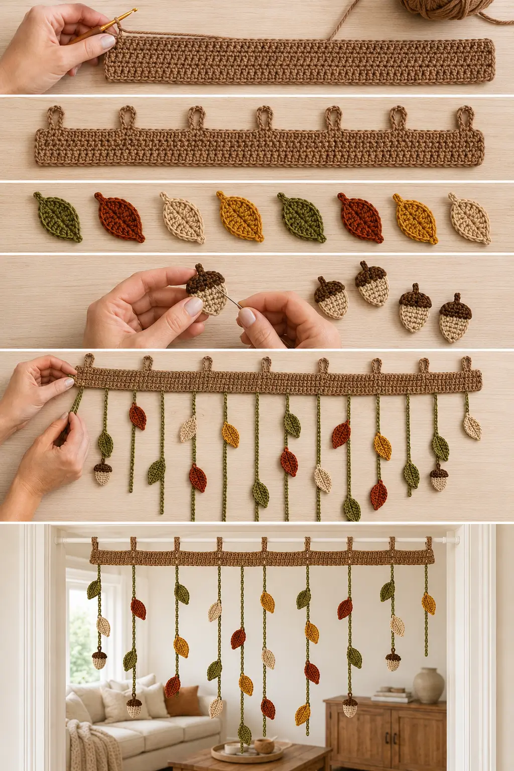 I Crocheted a Fall Leaf Garland for My Doorway