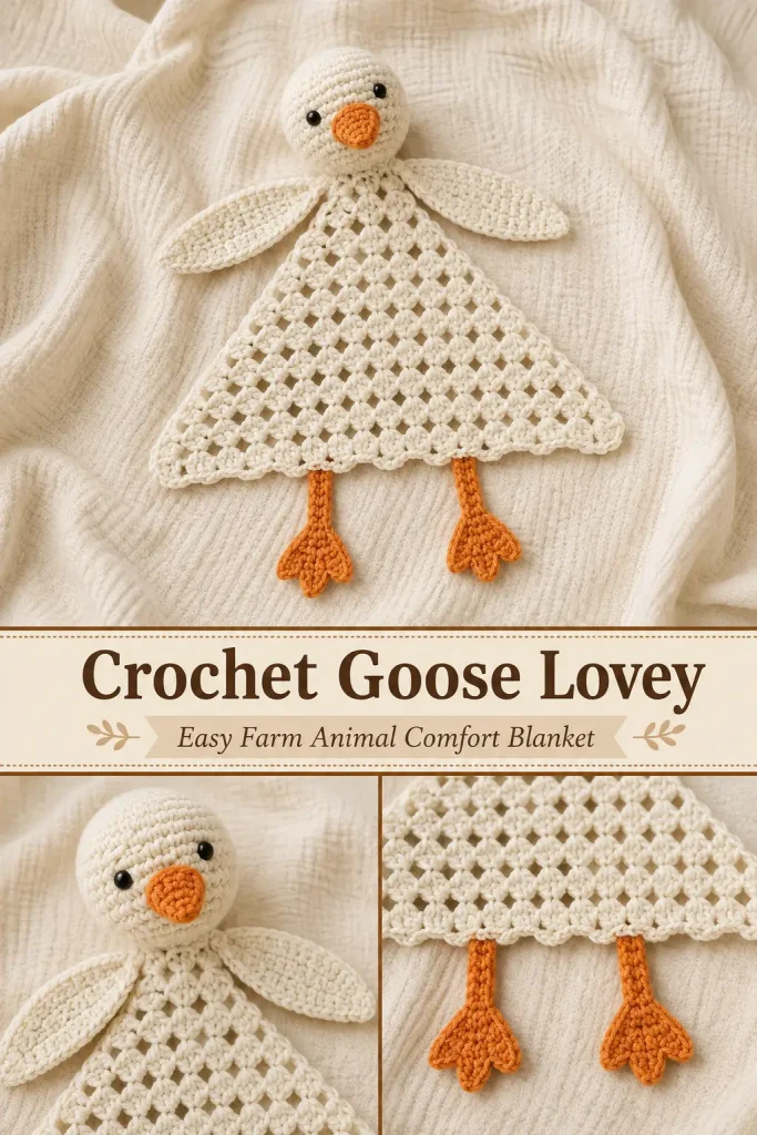 Crochet Goose Lovey Pattern – Easy Farm Animal Comfort Blanket