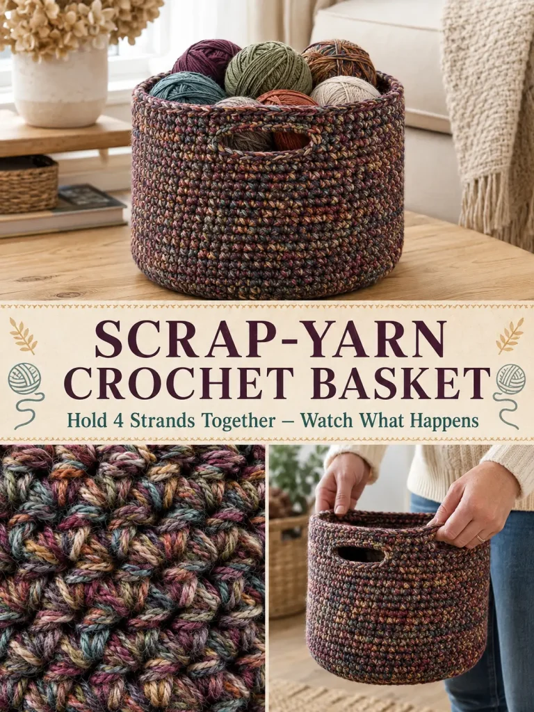 I Held Four Yarn Scraps Together — And Got This Gorgeous Crochet Basket