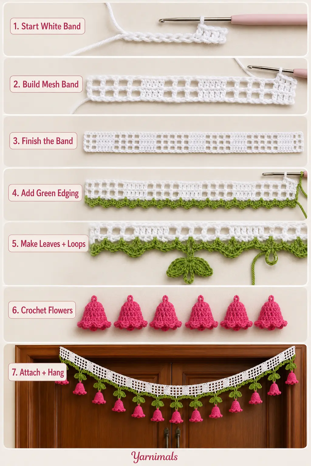Easy Crochet Floral Toran Door Hanging Pattern