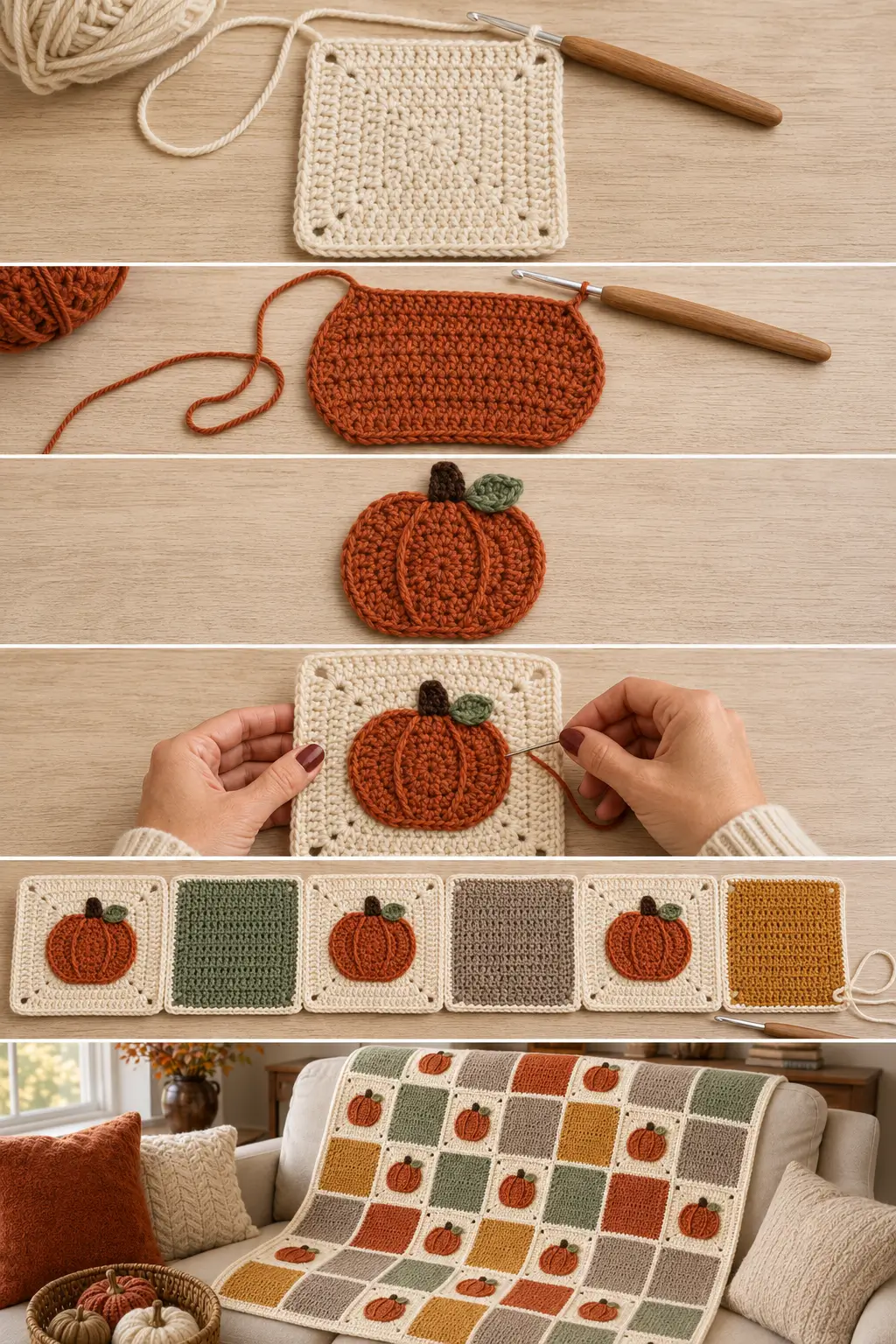 This Pumpkin Granny Square Blanket Made My Whole Couch Look Like Fall
